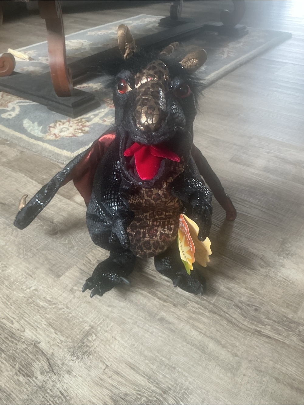 Folkmanis Black Dragon Hand Puppet Extendable Wings Fantasy Folklore NWT